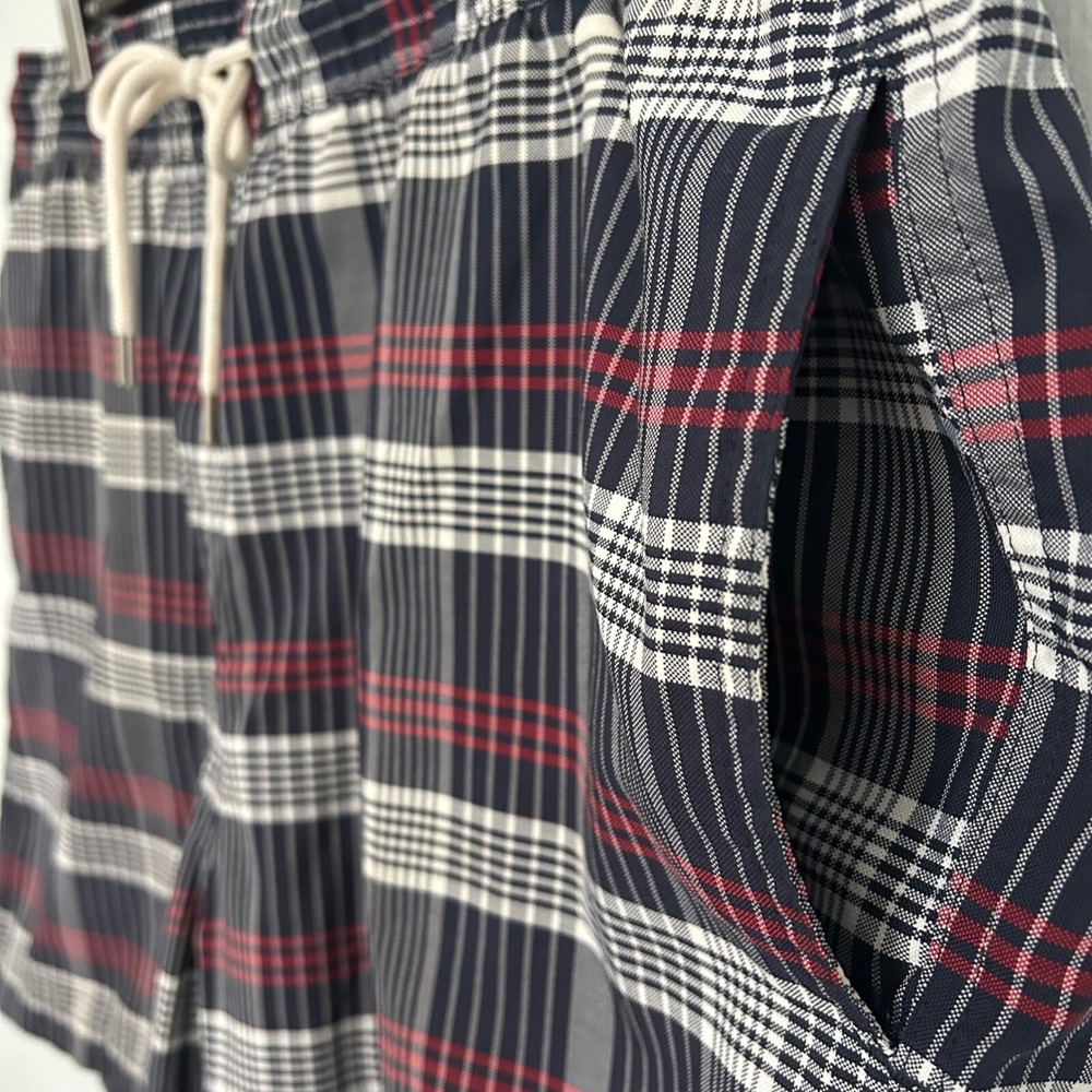 Brooks Brothers Men's Medium Swim Trunks‎ NWOT blue red plaid shorts - Picture 3 of 6